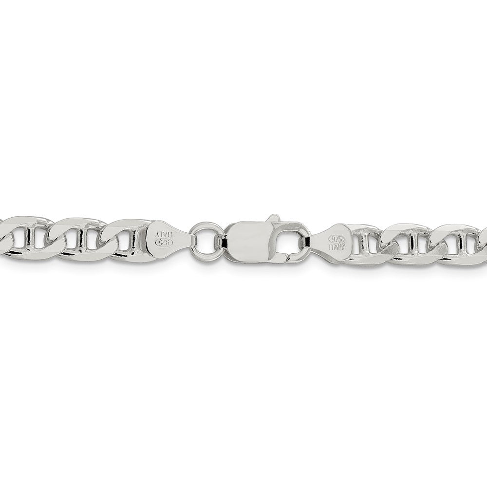 Alternate view of the Mens 6.5mm Sterling Silver Solid Flat Cuban Anchor Chain Necklace by The Black Bow Jewelry Co.
