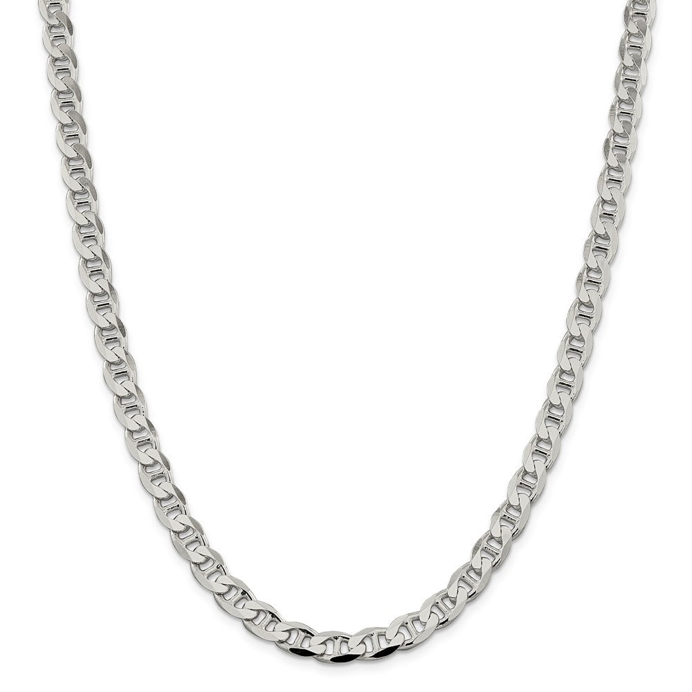 Alternate view of the Mens 7.4mm Sterling Silver Solid Flat Cuban Anchor Chain Necklace by The Black Bow Jewelry Co.