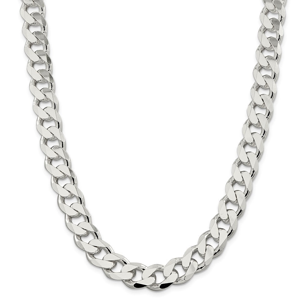 Men's 13mm Sterling Silver Solid Curb Chain Necklace, 20 inch by The Black Bow Jewelry Co.