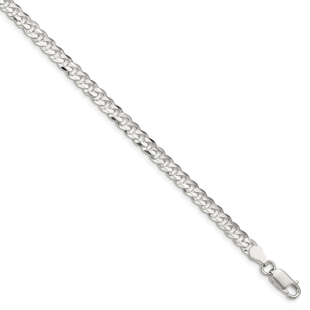 4.5mm Sterling Silver Solid Concave Beveled Curb Chain Necklace, Item C10417 by The Black Bow Jewelry Co.