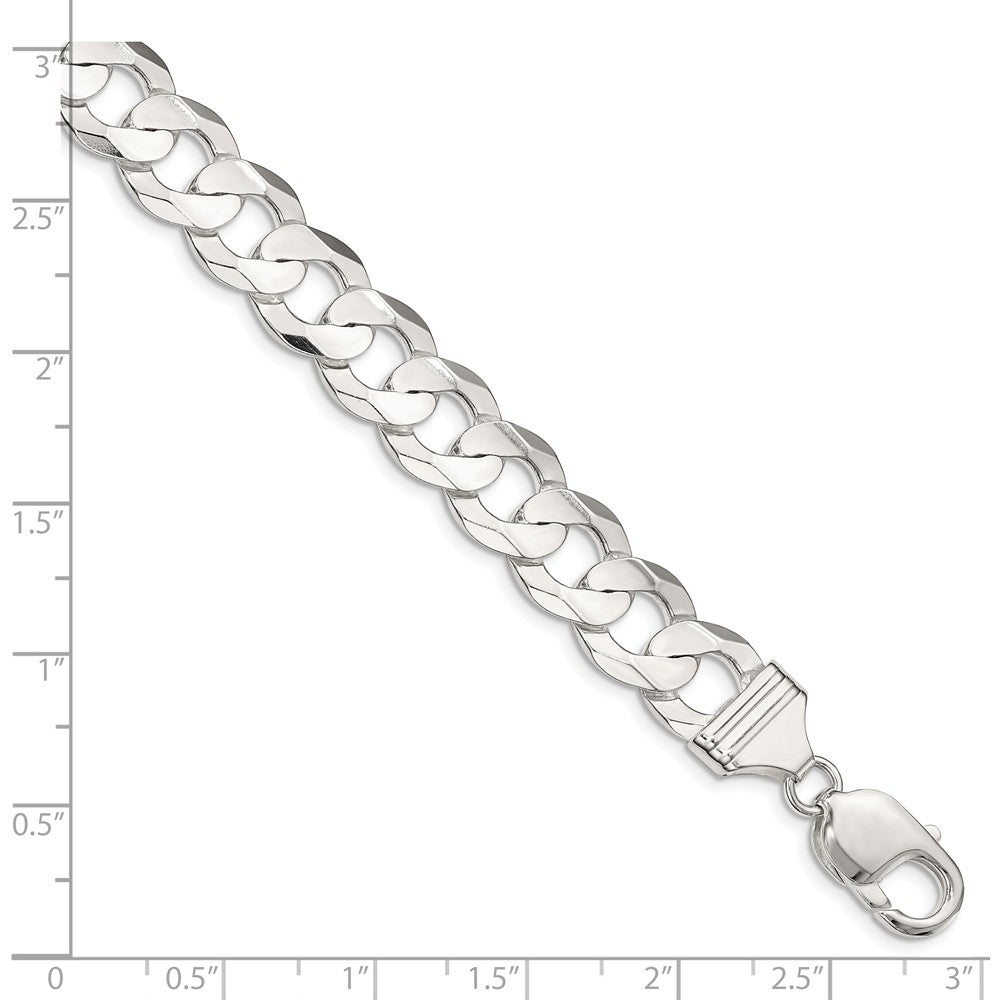 Alternate view of the Men&#39;s 12mm Sterling Silver Solid Concave Beveled Curb Chain Necklace by The Black Bow Jewelry Co.