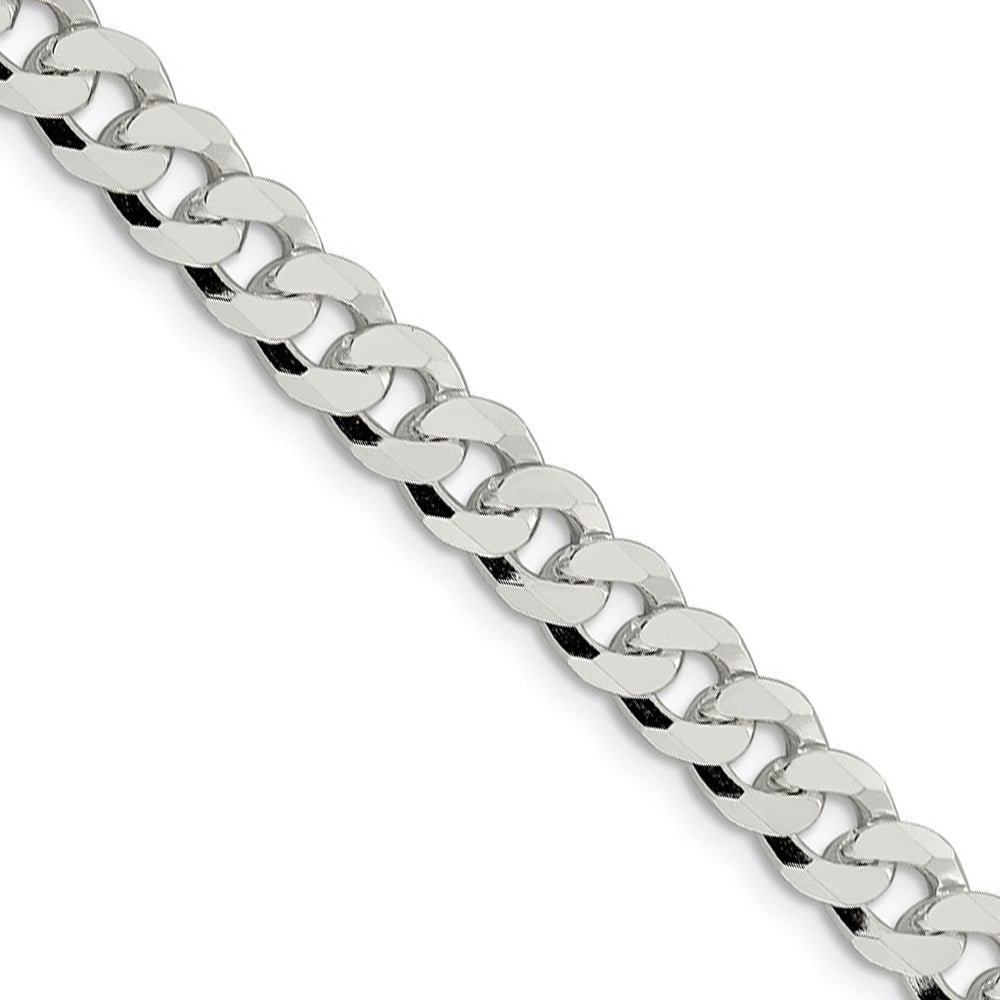 Men&#39;s 7mm Sterling Silver Solid Beveled Curb Chain Necklace, Item C10432 by The Black Bow Jewelry Co.