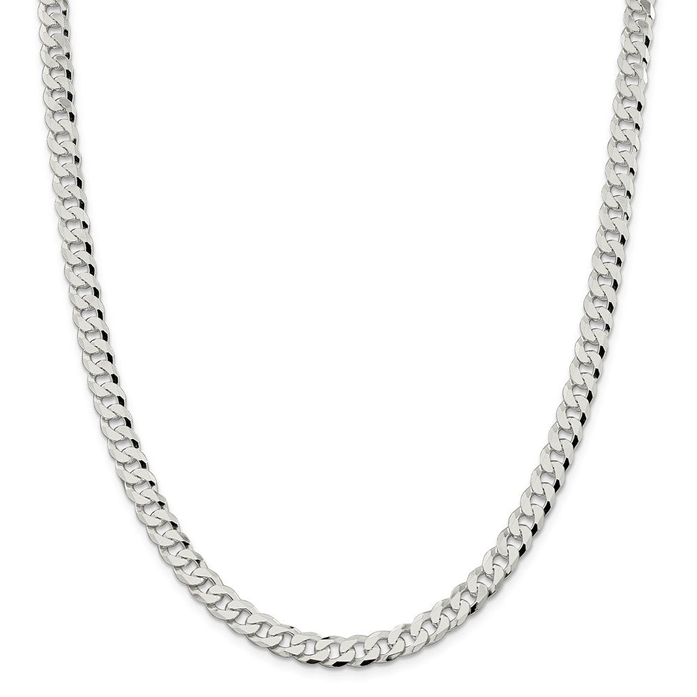 Alternate view of the Men&#39;s 7mm Sterling Silver Solid Beveled Curb Chain Necklace by The Black Bow Jewelry Co.
