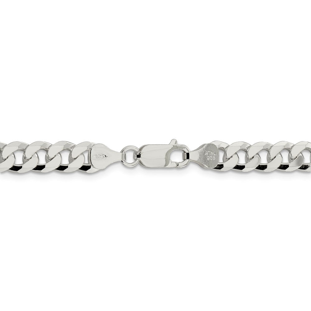Alternate view of the Men&#39;s 7mm Sterling Silver Solid Beveled Curb Chain Necklace by The Black Bow Jewelry Co.