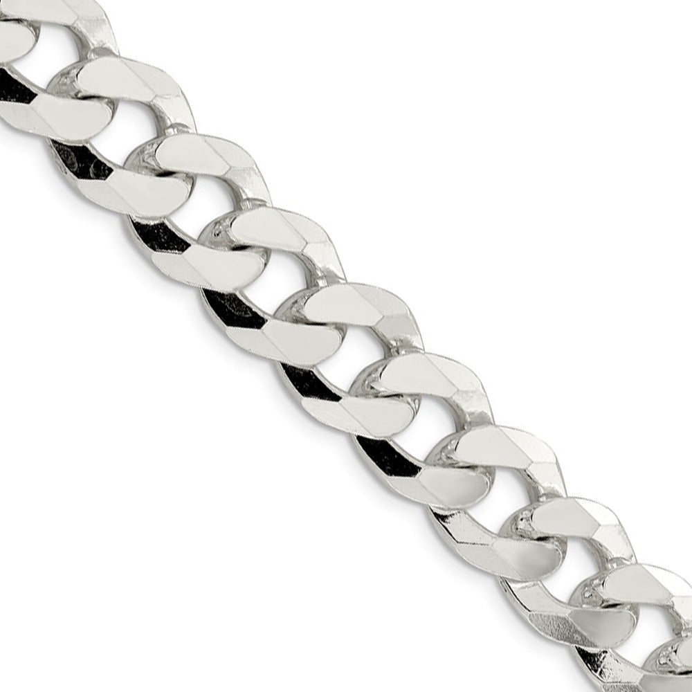 Men&#39;s 14mm Sterling Silver Solid Beveled Curb Chain Necklace, Item C10434 by The Black Bow Jewelry Co.