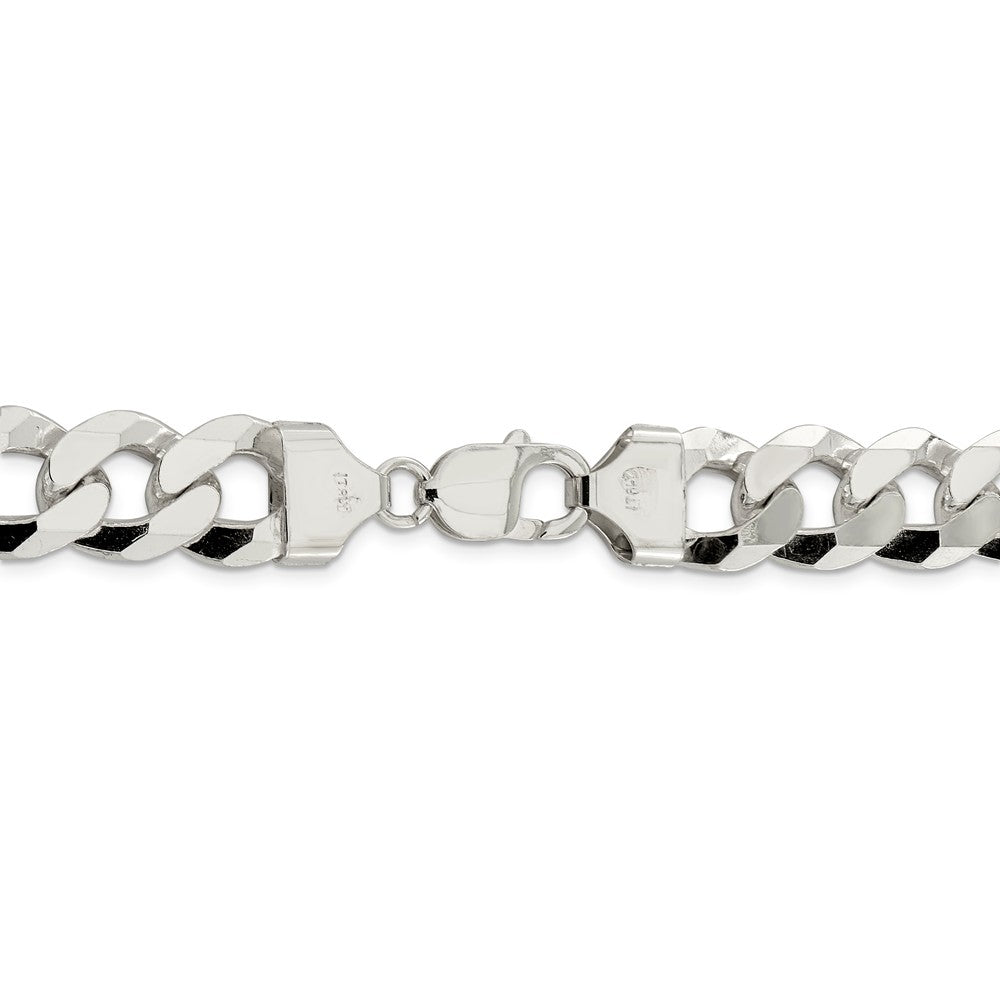 Alternate view of the Men&#39;s 14mm Sterling Silver Solid Beveled Curb Chain Necklace by The Black Bow Jewelry Co.