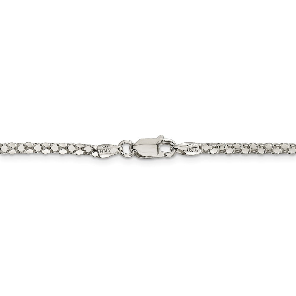 Alternate view of the 2.5mm Sterling Silver Solid Popcorn Mesh Chain Necklace by The Black Bow Jewelry Co.