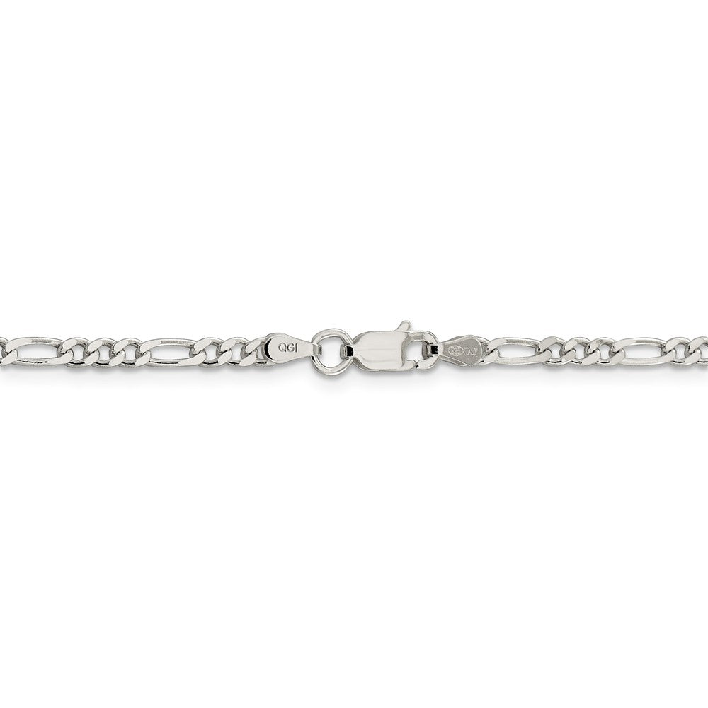 Alternate view of the 3mm Sterling Silver Solid Pave Flat Figaro Chain Necklace by The Black Bow Jewelry Co.