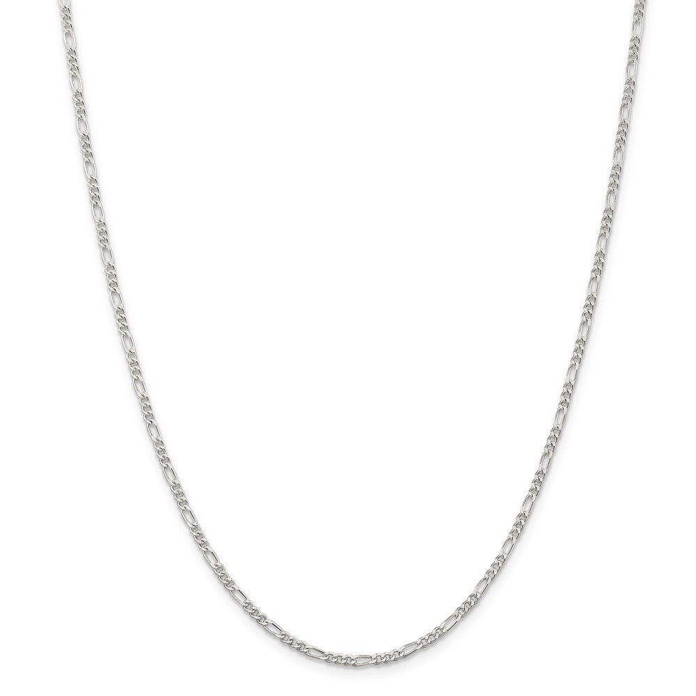2.25mm Rhodium Plated Sterling Silver Solid Figaro Chain Necklace, Item C10444 by The Black Bow Jewelry Co.