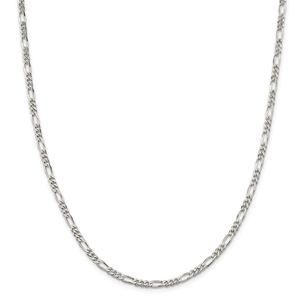 4mm Rhodium Plated Sterling Silver Solid Figaro Chain Necklace, Item C10445 by The Black Bow Jewelry Co.