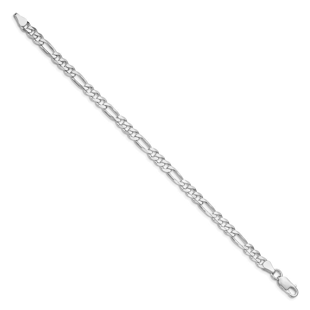 Alternate view of the 5.25mm Rhodium Sterling Silver Solid Figaro Chain Bracelet by The Black Bow Jewelry Co.