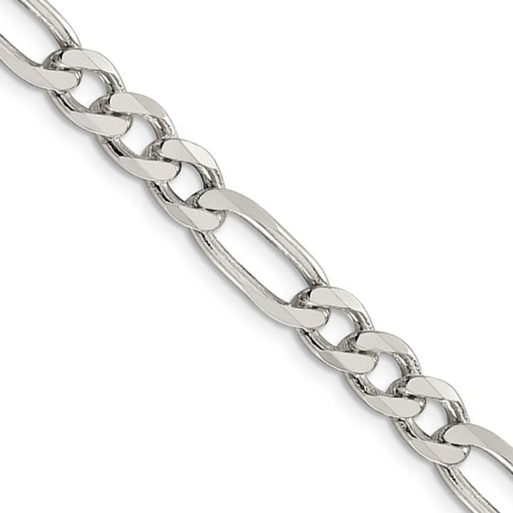 Men&#39;s 6.5mm Rhodium Plated Sterling Silver Solid Figaro Chain Necklace, Item C10447 by The Black Bow Jewelry Co.