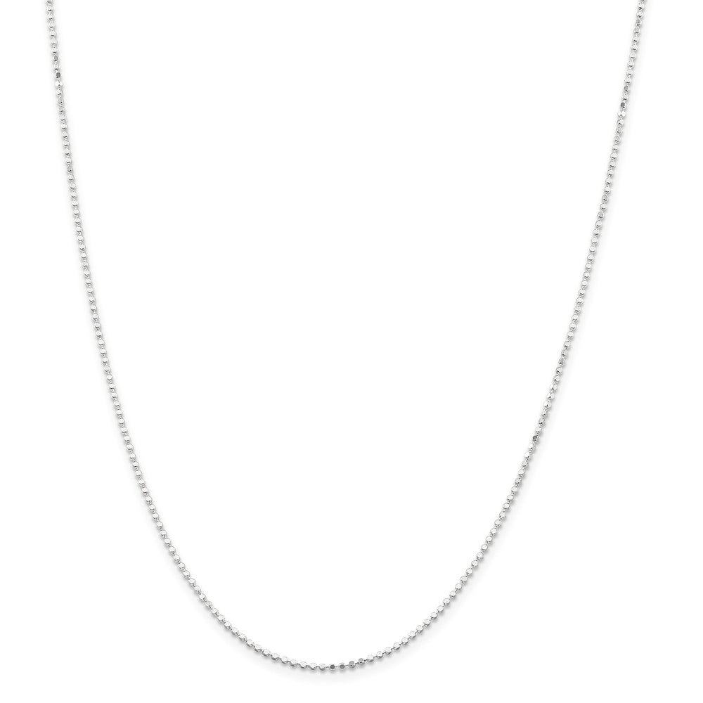Alternate view of the 1.1mm Sterling Silver Solid Square Beaded Chain Necklace by The Black Bow Jewelry Co.