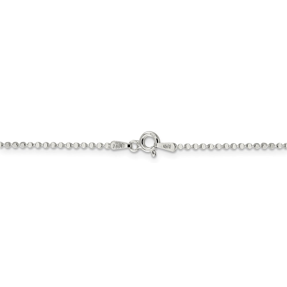 Alternate view of the 1.1mm Sterling Silver Solid Square Beaded Chain Necklace by The Black Bow Jewelry Co.