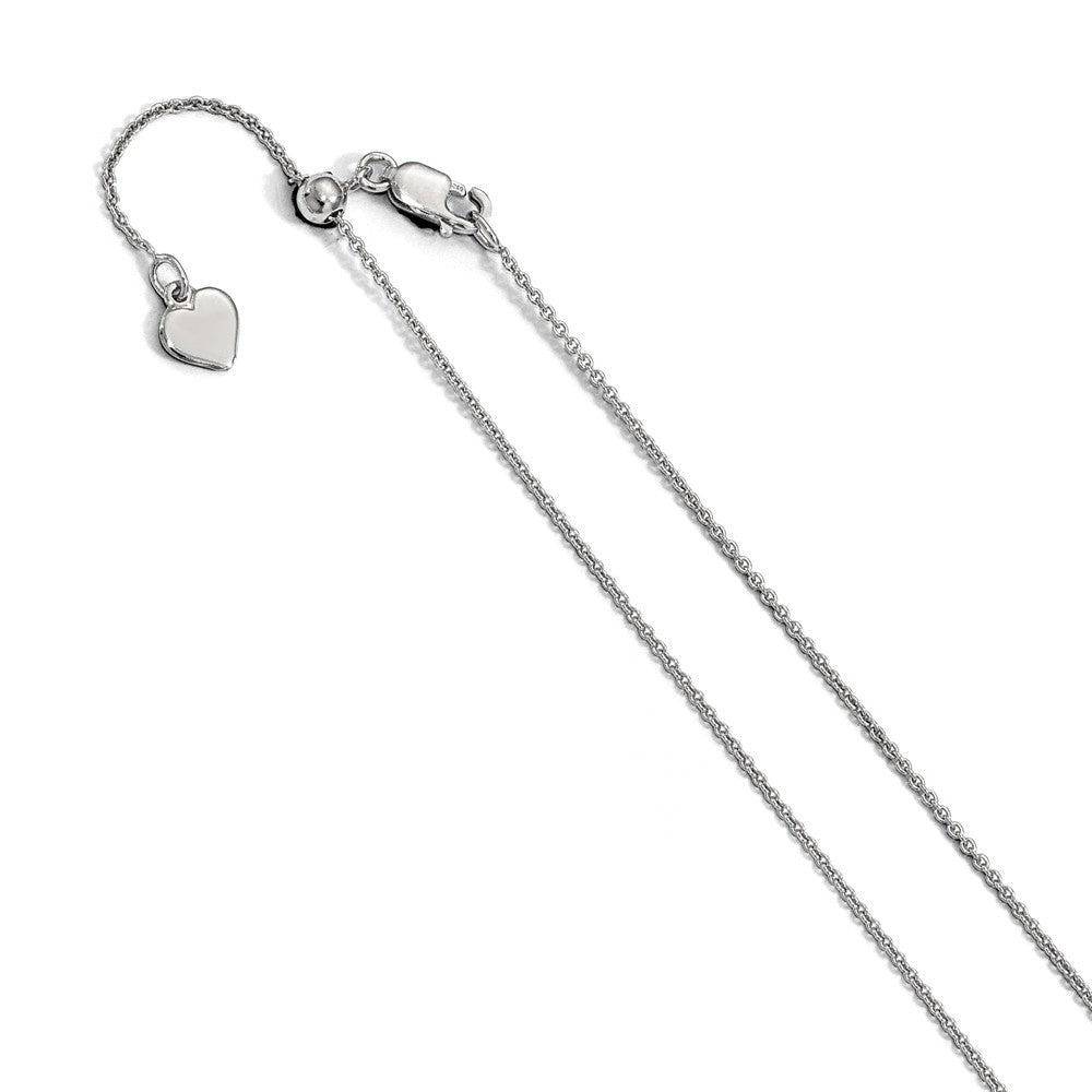 1mm Rhodium Plated Sterling Silver Adj. Rolo Chain Necklace, 22 Inch, Item C10453 by The Black Bow Jewelry Co.