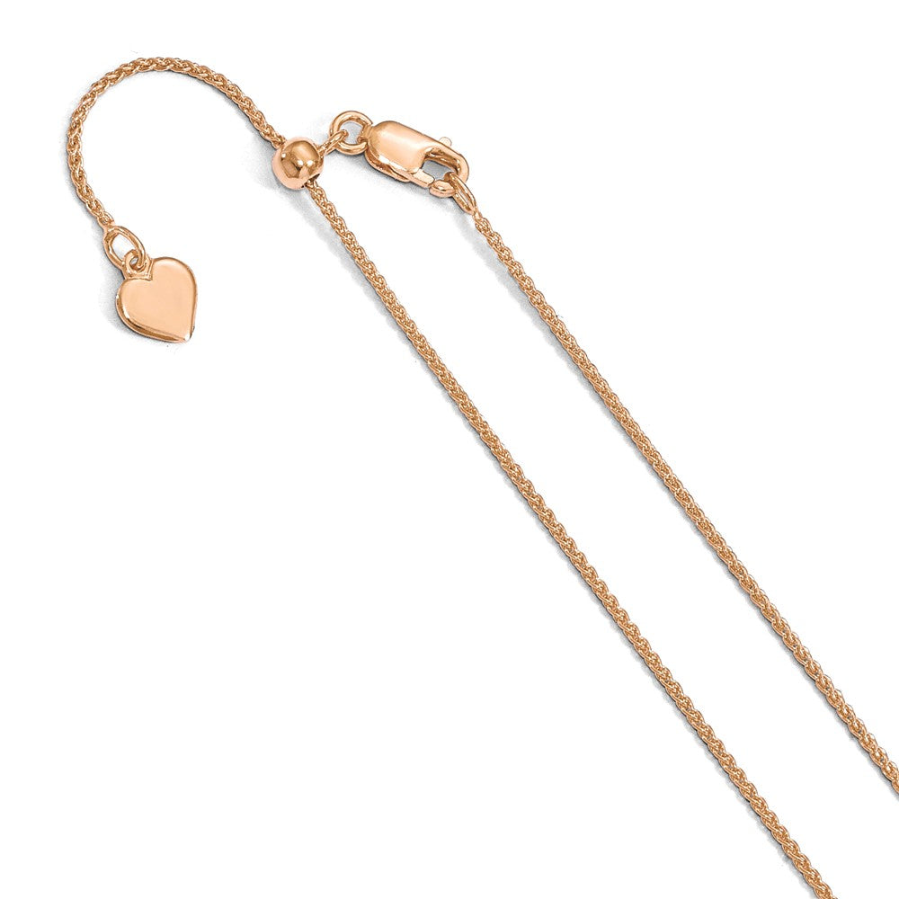 1mm Rose Gold Tone Plated Silver Adj. Spiga Chain Necklace, Item C10457-C by The Black Bow Jewelry Co.