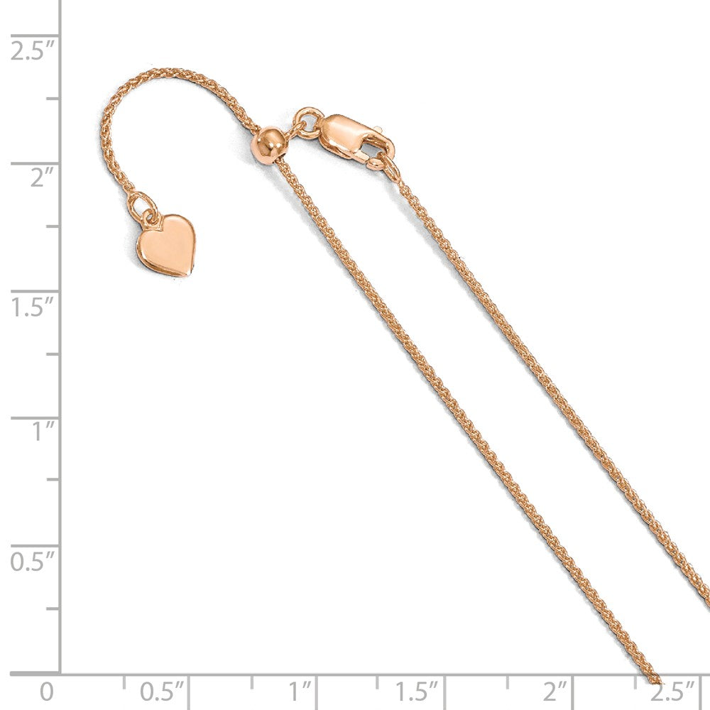 Alternate view of the 1mm Rose Gold Tone Plated Silver Adj. Spiga Chain Necklace by The Black Bow Jewelry Co.