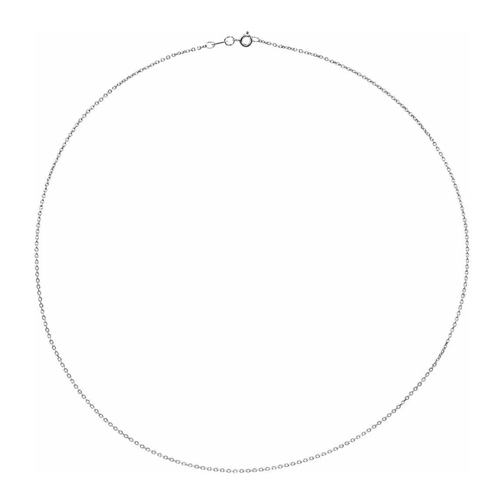 Alternate view of the 1mm Rhodium Plated Sterling Silver D/C Solid Cable Chain Necklace by The Black Bow Jewelry Co.