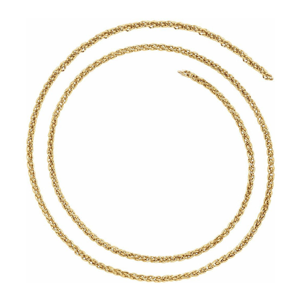 2.4mm 14K Yellow Gold Solid Wheat Chain Necklace, Item C10468 by The Black Bow Jewelry Co.