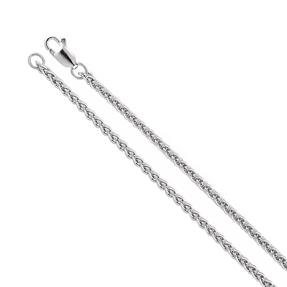 2.4mm 14K White Gold Solid Wheat Chain Necklace, Item C10469 by The Black Bow Jewelry Co.