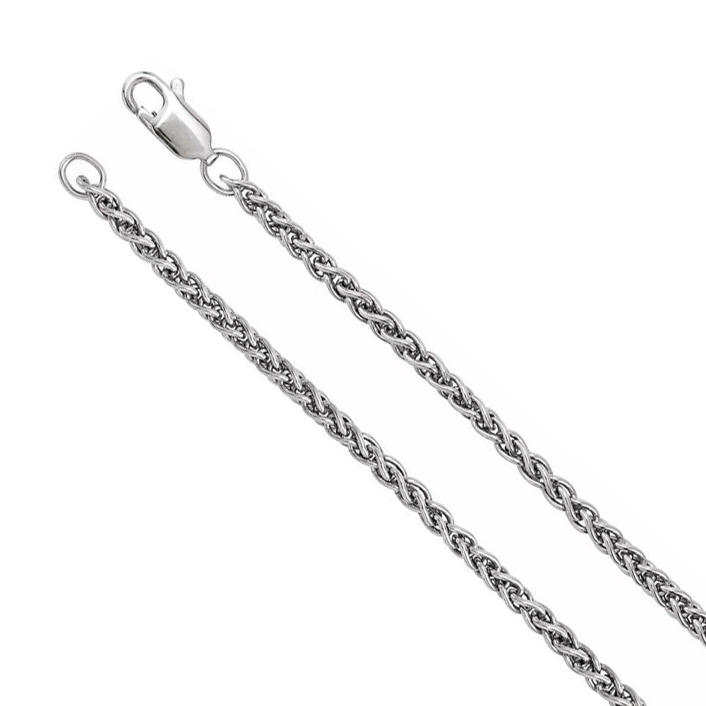 2.4mm Rhodium Plated Sterling Silver Solid Wheat Chain Necklace, Item C10470 by The Black Bow Jewelry Co.