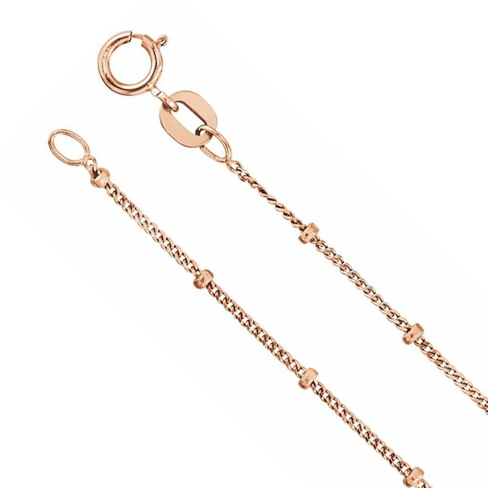 1.9mm 14K Rose Gold Solid Beaded Curb Chain Necklace, Item C10473 by The Black Bow Jewelry Co.