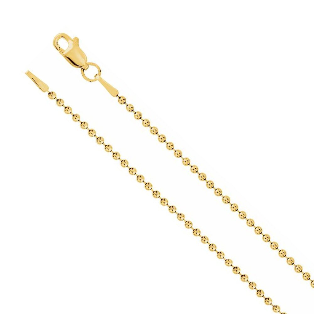 1.5mm 14K Yellow Gold Solid Bead Chain Necklace, Item C10475 by The Black Bow Jewelry Co.