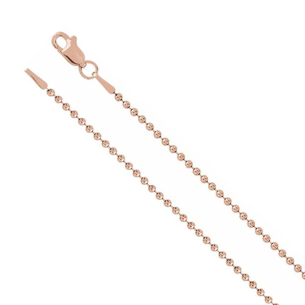 1.5mm 14K Rose Gold Solid Bead Chain Necklace, Item C10477 by The Black Bow Jewelry Co.