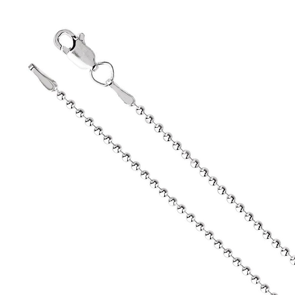 1.5mm Rhodium-Plated Sterling Silver Solid Bead Chain Necklace, Item C10478 by The Black Bow Jewelry Co.