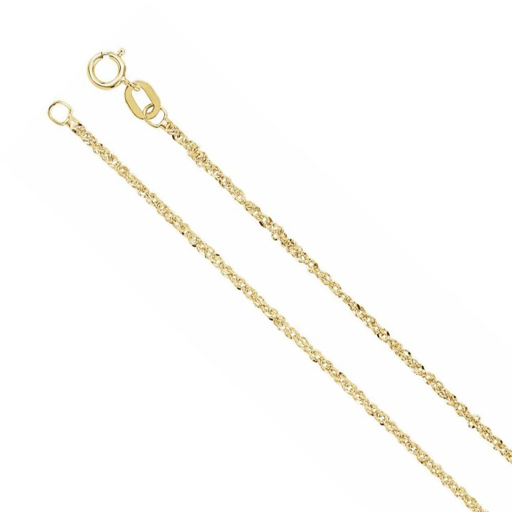 1.25mm 14K Yellow Gold Diamond Cut Solid Singapore Chain Necklace, Item C10482 by The Black Bow Jewelry Co.