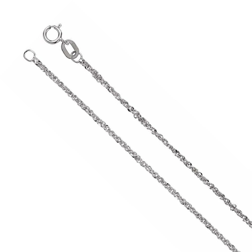 1.25mm 14K White Gold Diamond Cut Solid Singapore Chain Necklace