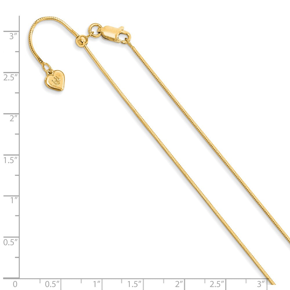 Alternate view of the 1mm Gold Tone Plated Silver Adj. D/C Square Snake Chain Necklace by The Black Bow Jewelry Co.