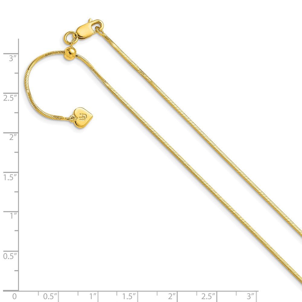 Alternate view of the 1.2mm Gold Tone Plated Silver Adj. D/C Square Snake Chain Necklace by The Black Bow Jewelry Co.