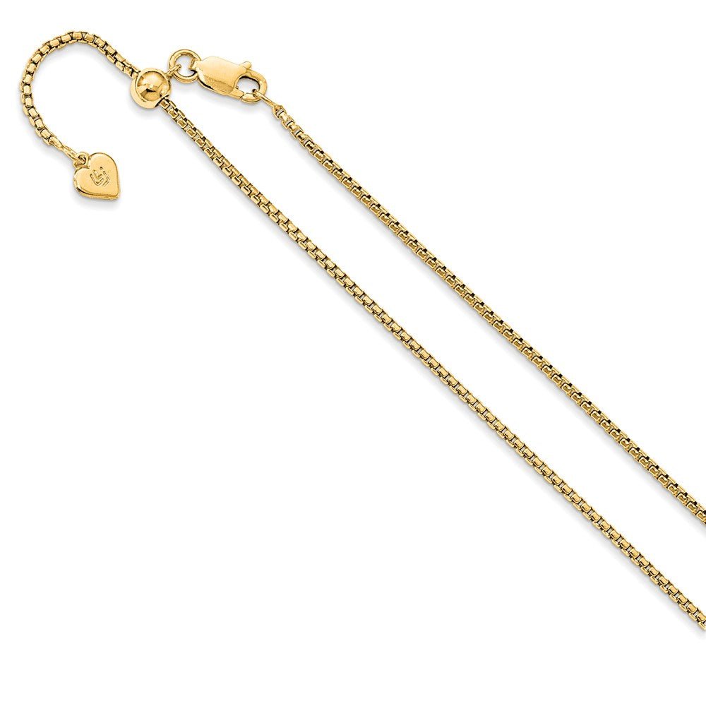 1.5mm Gold Tone Plated Silver Adj. Hollow Round Box Chain Necklace, Item C10489 by The Black Bow Jewelry Co.