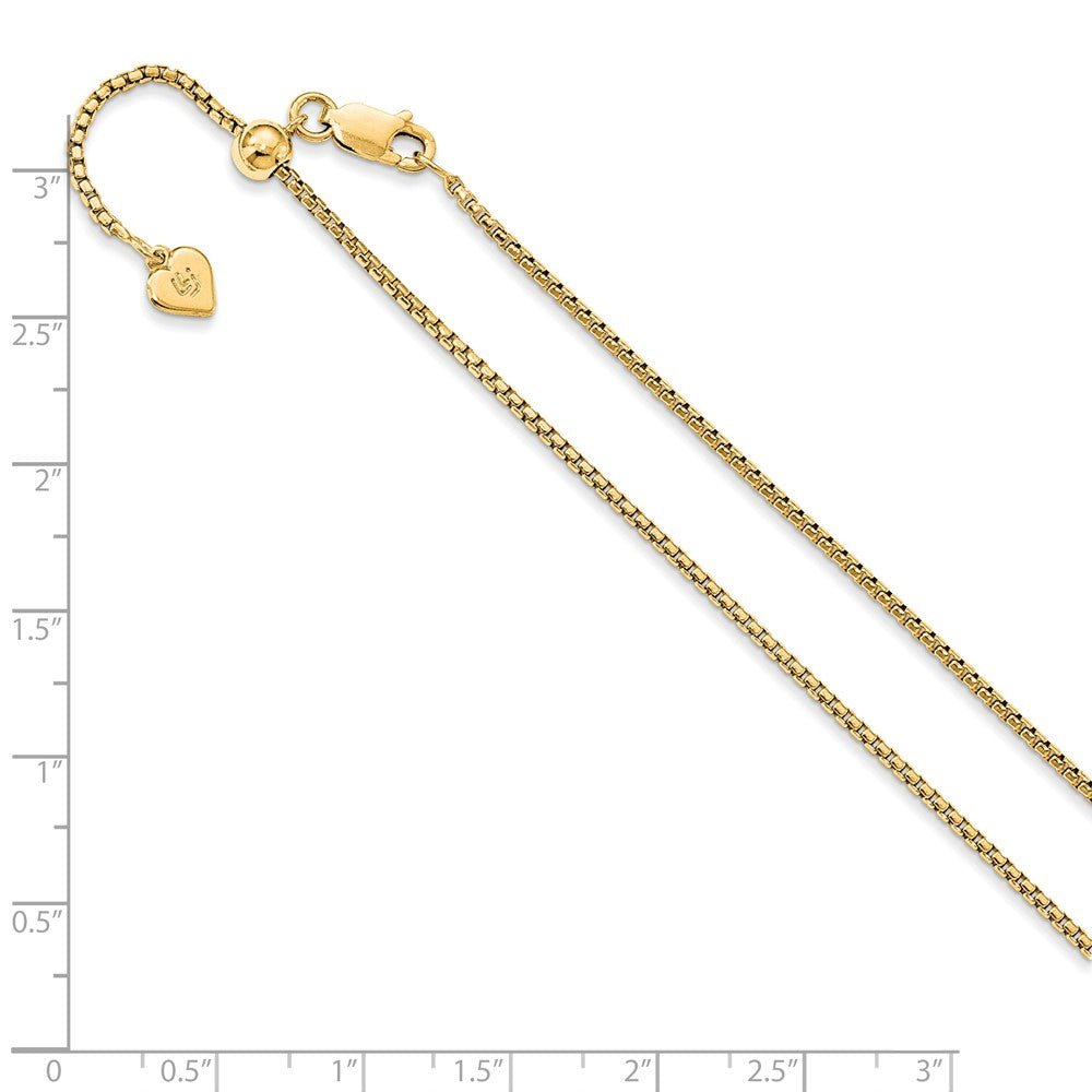 Alternate view of the 1.5mm Gold Tone Plated Silver Adj. Hollow Round Box Chain Necklace by The Black Bow Jewelry Co.