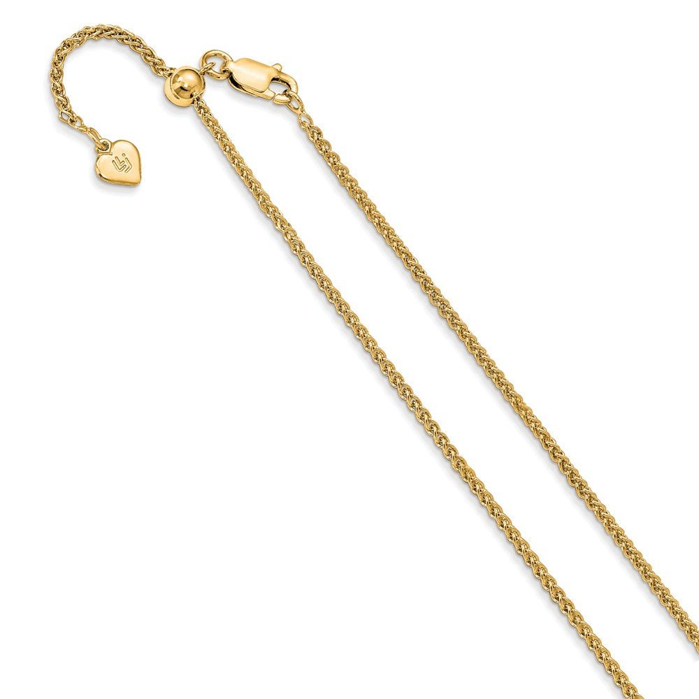 1.6mm Gold Tone Plated Sterling Silver Adjustable Spiga Chain, 22 Inch, Item C10495 by The Black Bow Jewelry Co.