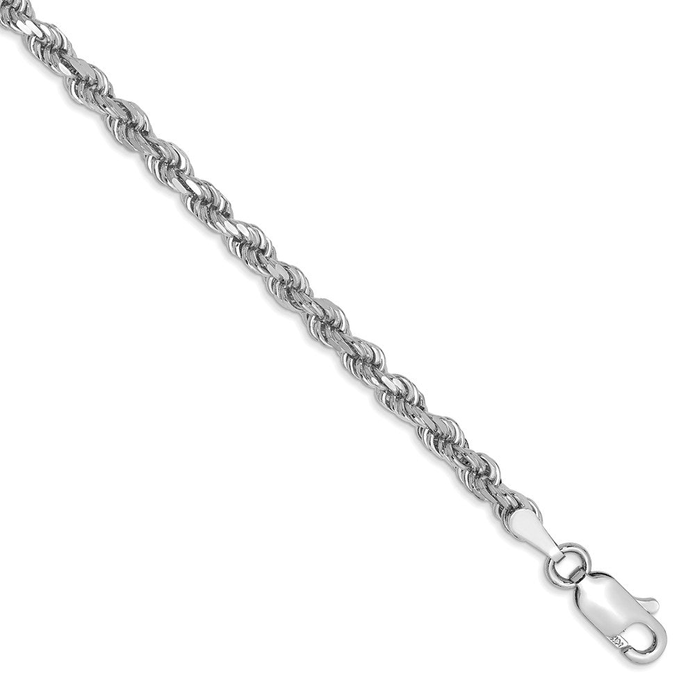 3.25mm 14K White Gold Diamond Cut Solid Rope Chain Bracelet, Item C10498-B by The Black Bow Jewelry Co.