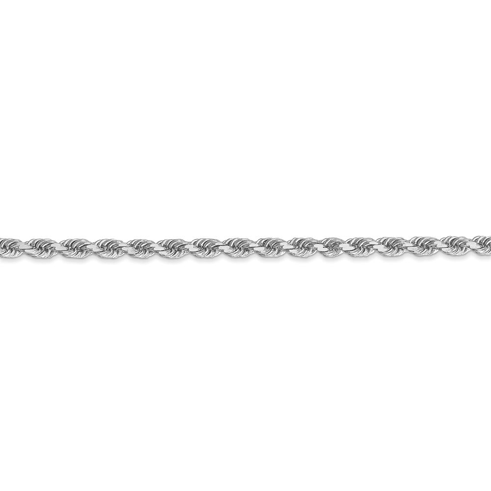 Alternate view of the 3.25mm 14K White Gold Diamond Cut Solid Rope Chain Bracelet by The Black Bow Jewelry Co.