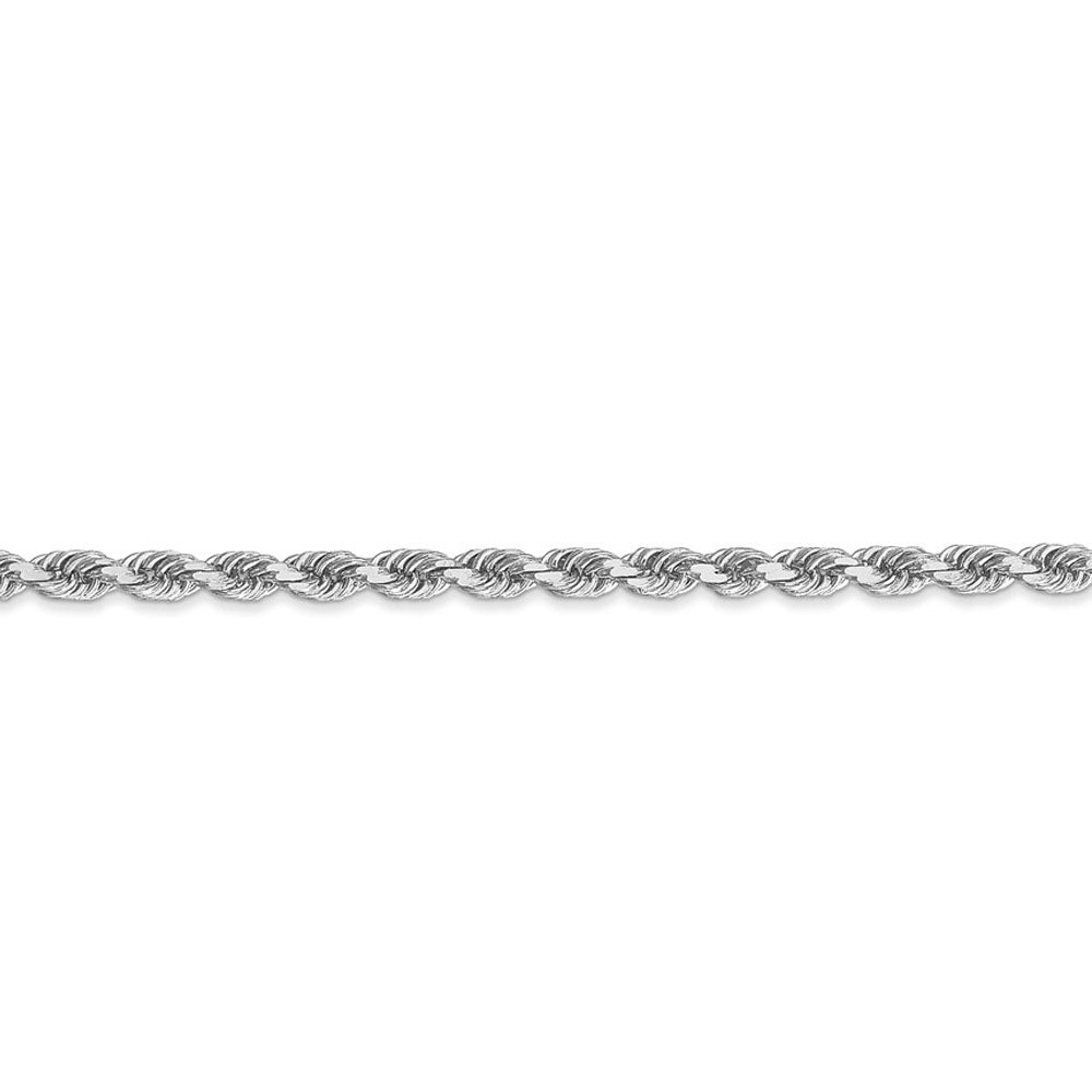 Alternate view of the 3.25mm 14K White Gold Diamond Cut Solid Rope Chain Necklace by The Black Bow Jewelry Co.