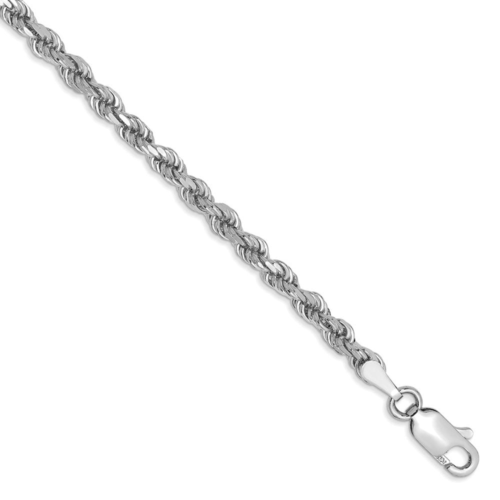 3.75mm 14K White Gold Diamond Cut Solid Rope Chain Necklace, Item C10499 by The Black Bow Jewelry Co.