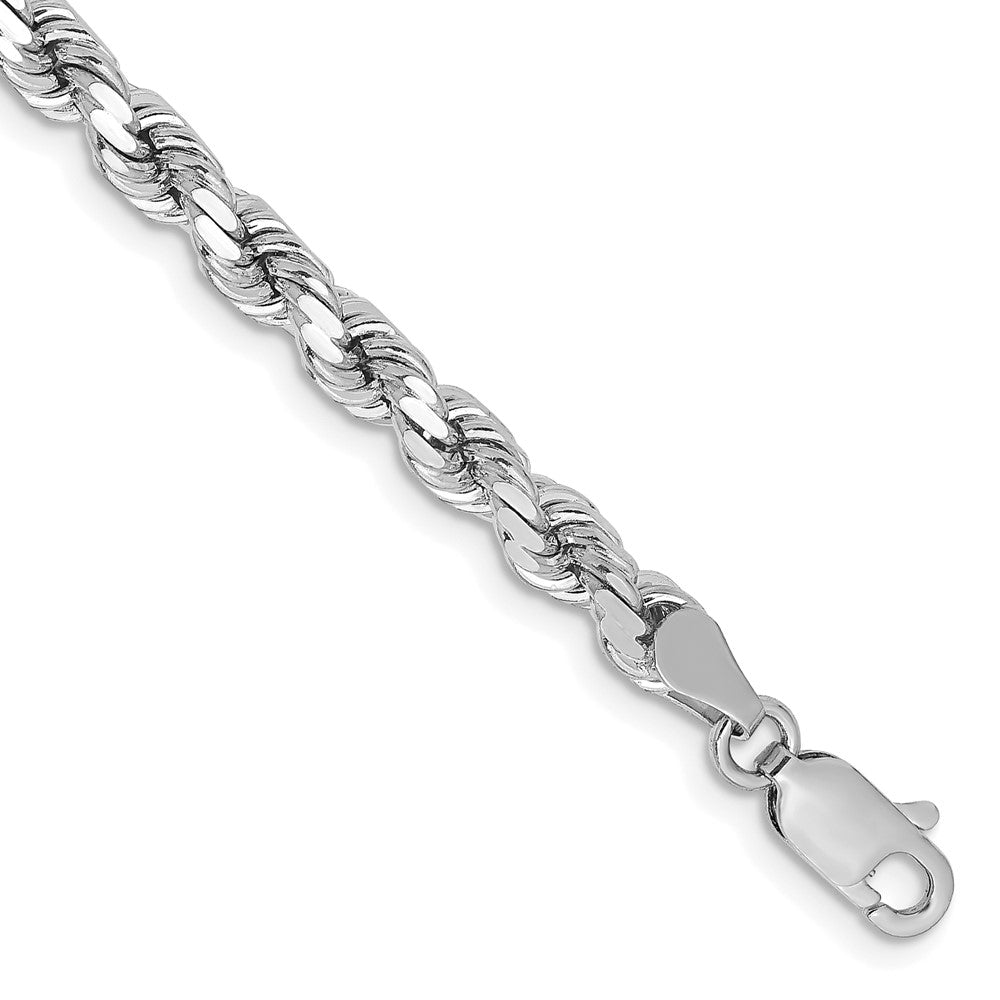 4.25mm 14K White Gold Diamond Cut Solid Rope Chain Bracelet, Item C10500-B by The Black Bow Jewelry Co.