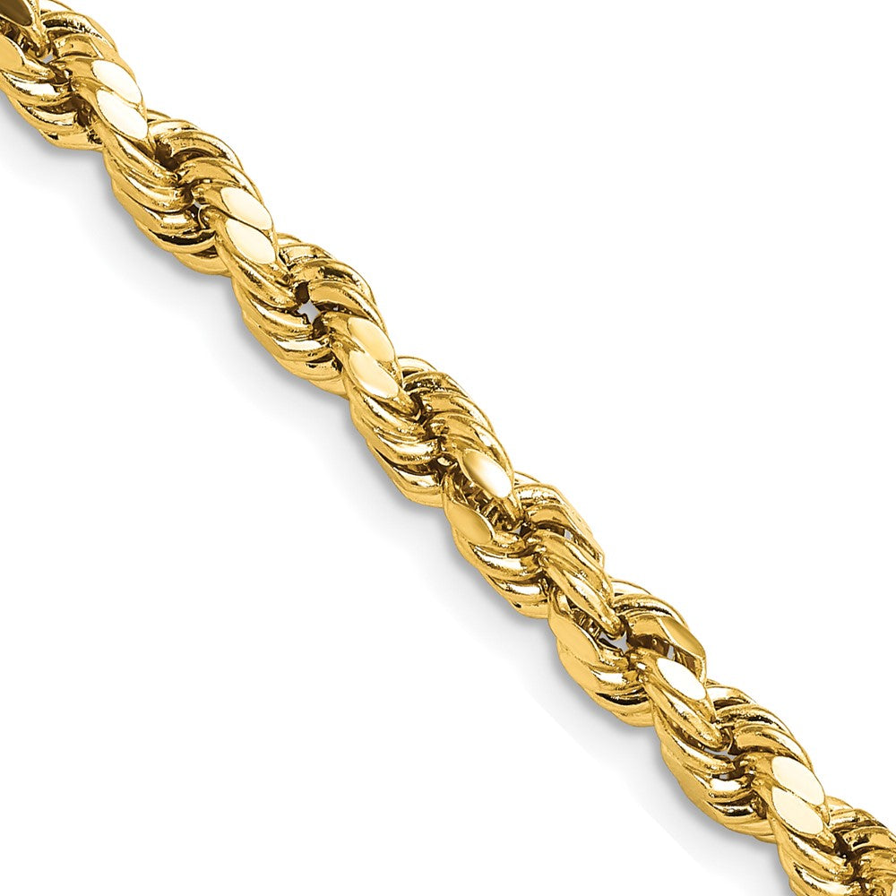 Black Bow Jewelry Company Men's 7mm, 14k Yellow Gold, Diamond Cut Solid  Rope Chain Necklace