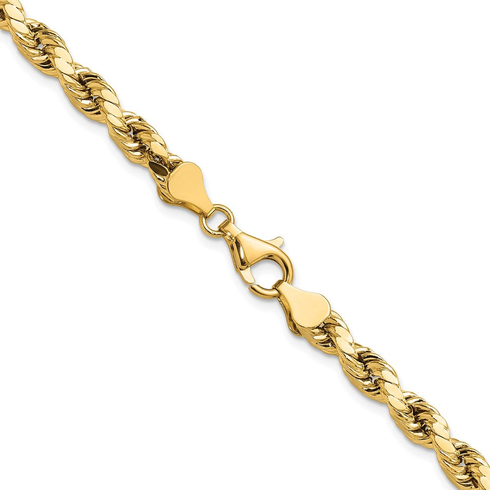 Alternate view of the 5.5mm 14K Yellow Gold Diamond Cut Hollow Rope Chain Necklace by The Black Bow Jewelry Co.