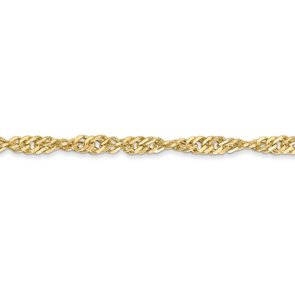 Alternate view of the 2.75mm 14K Yellow Gold Hollow Singapore Chain Necklace by The Black Bow Jewelry Co.
