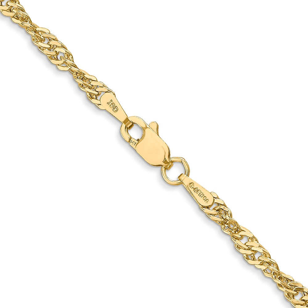 Alternate view of the 2.75mm 14K Yellow Gold Hollow Singapore Chain Necklace by The Black Bow Jewelry Co.