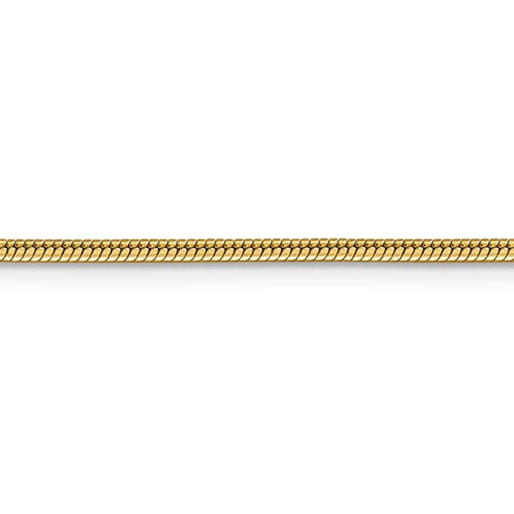Alternate view of the 1.8mm 14K Yellow Gold Solid Round Snake Chain Necklace by The Black Bow Jewelry Co.