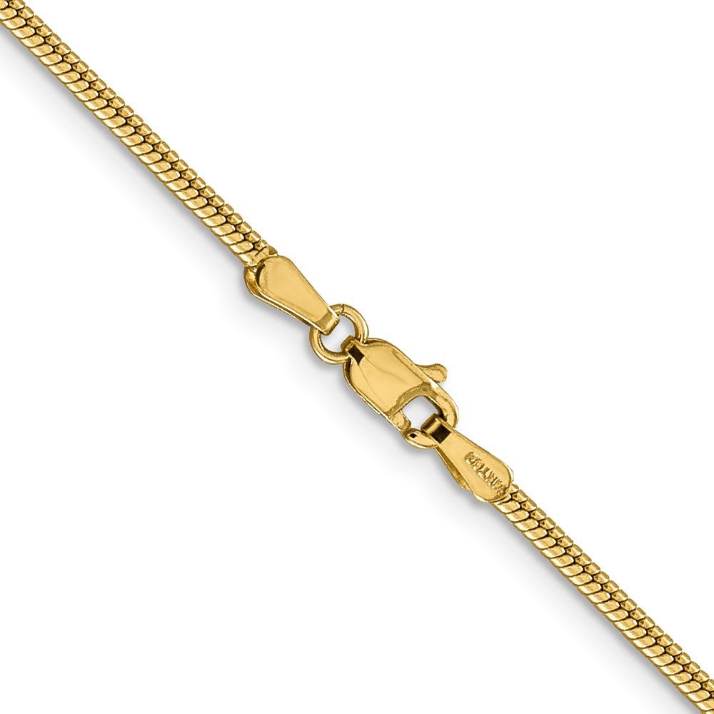 Alternate view of the 1.8mm 14K Yellow Gold Solid Round Snake Chain Necklace by The Black Bow Jewelry Co.