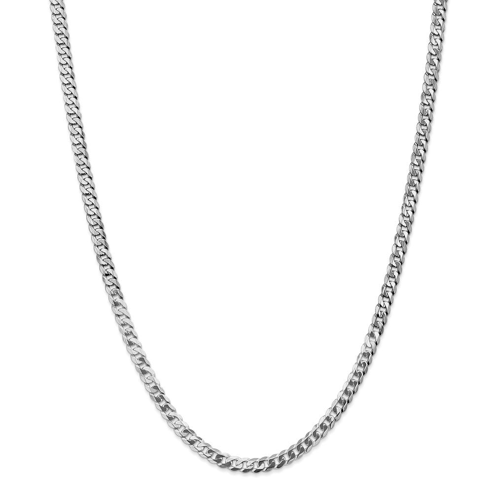 Alternate view of the 4.3mm, 14K White Gold, Solid Miami Cuban (Curb) Chain Necklace by The Black Bow Jewelry Co.