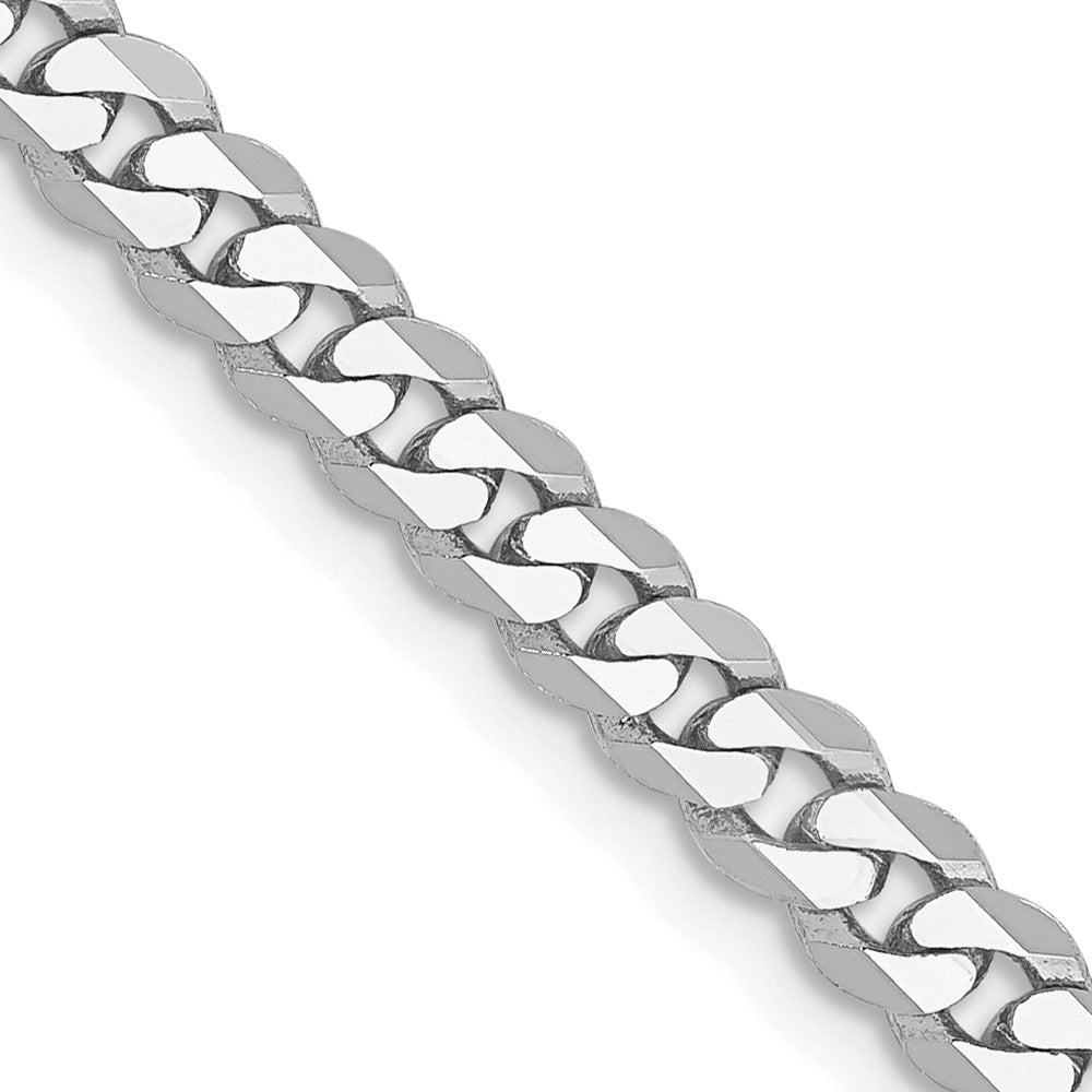 4mm 14K White Gold Solid Flat Beveled Curb Chain Bracelet, Item C10518-B by The Black Bow Jewelry Co.