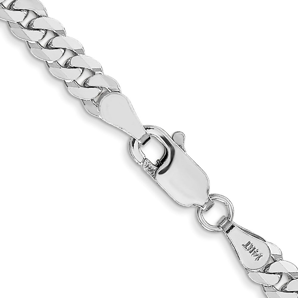 Alternate view of the 4mm 14K White Gold Solid Flat Beveled Curb Chain Bracelet by The Black Bow Jewelry Co.
